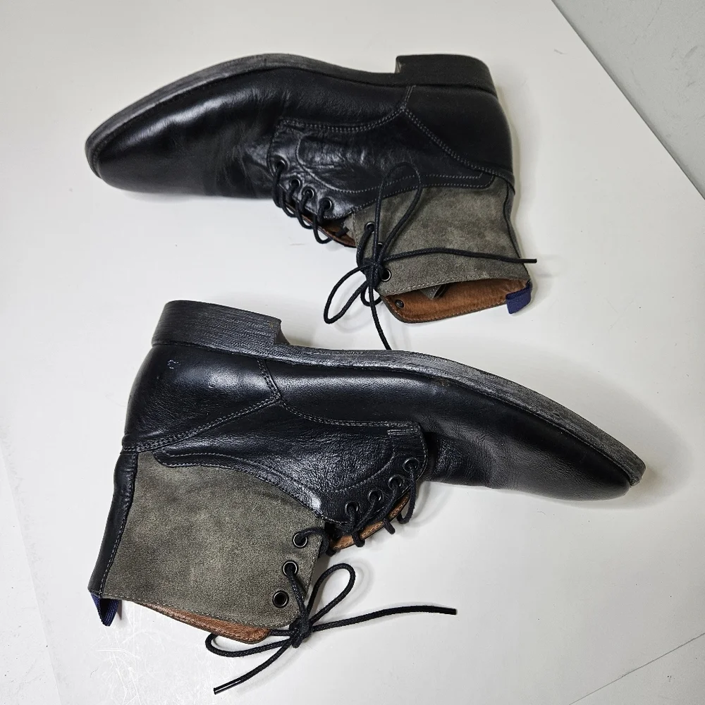 J&M Boots 1850 Black Leather & Gray Suede Men's 10.5 Steampunk